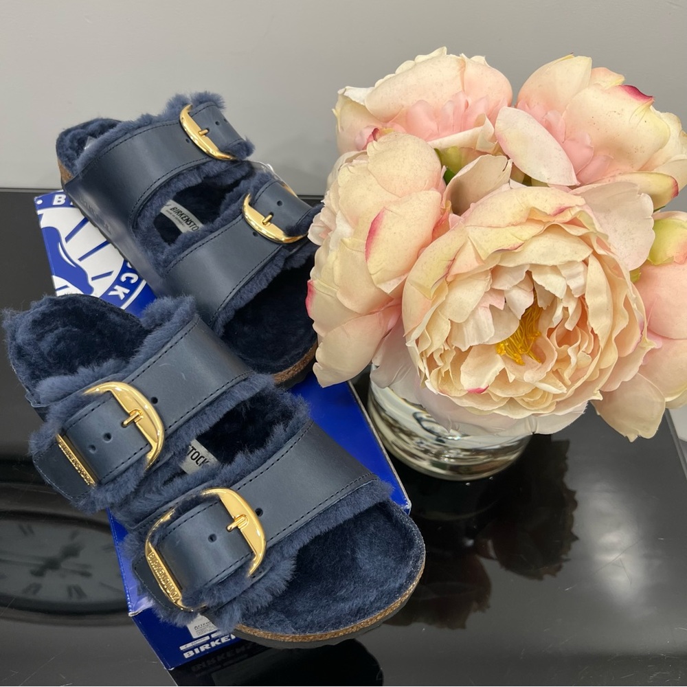 Birkenstock Arizona Big Buckle Shearling Sandals NEW IN BOX Size 39 (US 8) - Picture 3 of 8